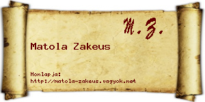 Matola Zakeus névjegykártya